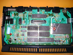 The very reworked motherboard with clear Atari branding to the upper right