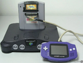 WIDE-BOY64 for AGB LCD set, connected to a Nintendo 64[10]