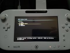 The CAT-R unit running NOFT, a program that explores the SD card and allows for debugging and writing. This specific CAT-R unit contains an unreleased game called "Dungeon Rats"