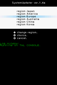 The main menu, showing a selection of regions.