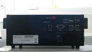 The back of a pre-production NDEV 2.1, showing the early sticker. The serial number was censored by a previous owner.